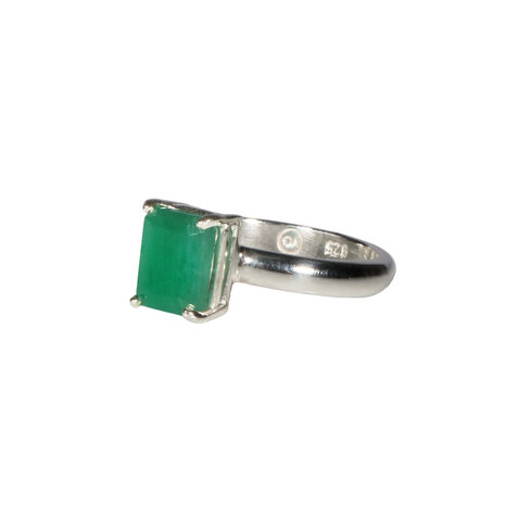 Zilveren ring smaragd 16 1/2 | rechthoek gezet 0,8 x 0,6 cm Zilveren ring smaragd 16 1/2 | rechthoek gezet 0,8 x 0,6 cm