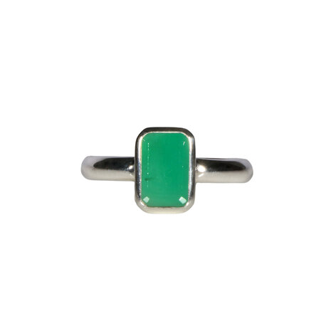 Zilveren ring smaragd 19 1/2 | rechthoek 0,9 x 0,6 cm Zilveren ring smaragd 19 1/2 | rechthoek 0,9 x 0,6 cm
