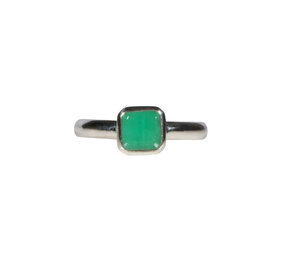 Zilveren ring smaragd 18 1/2 | vierkant 0,6 x 0,6 cm Zilveren ring smaragd 18 1/2 | vierkant 0,6 x 0,6 cm