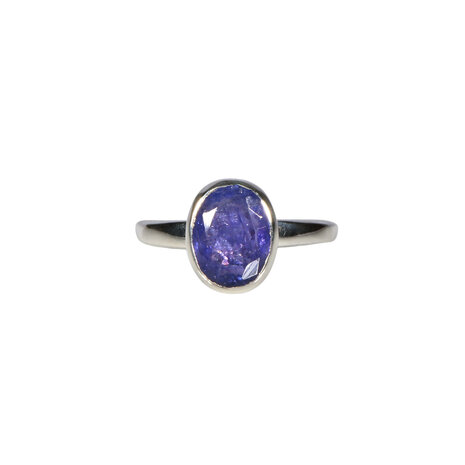 Zilveren ring tanzaniet maat 18 | ovaal facet 0,9 x 0,7 cm Zilveren ring tanzaniet maat 18 | ovaal facet 0,9 x 0,7 cm