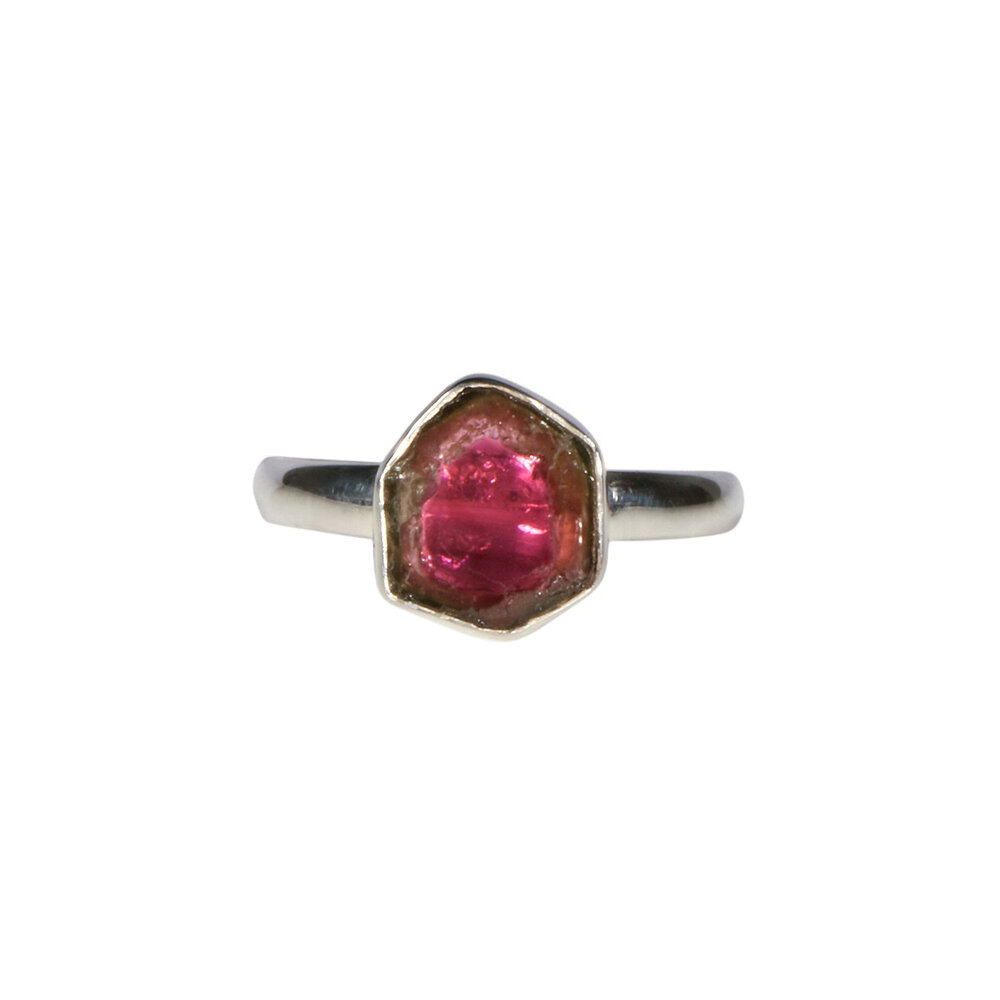Zilveren ring toermalijn (watermeloen) maat 17 1/2 | rond 0,9 x 0,9 cm Zilveren ring toermalijn (watermeloen) maat 17 1/2 | rond 0,9 x 0,9 cm