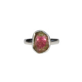 Zilveren ring toermalijn (watermeloen) maat 18 | ovaal 1,2 x 0,8 cm