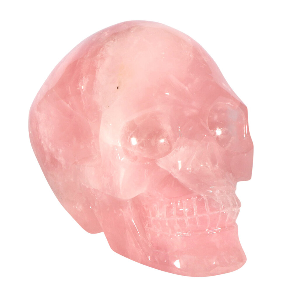 Rozenkwarts kristallen schedel 11,3 x 9,5 x 14,4 cm | 1952 gram