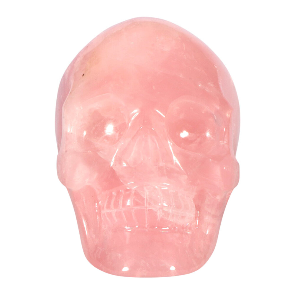 Rozenkwarts kristallen schedel 11,3 x 9,5 x 14,4 cm | 1952 gram