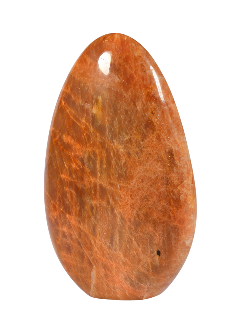 Maansteen (roze) met zonnesteen sculptuur 15,4 x 9,8 x 4,2 cm | 984 gram
