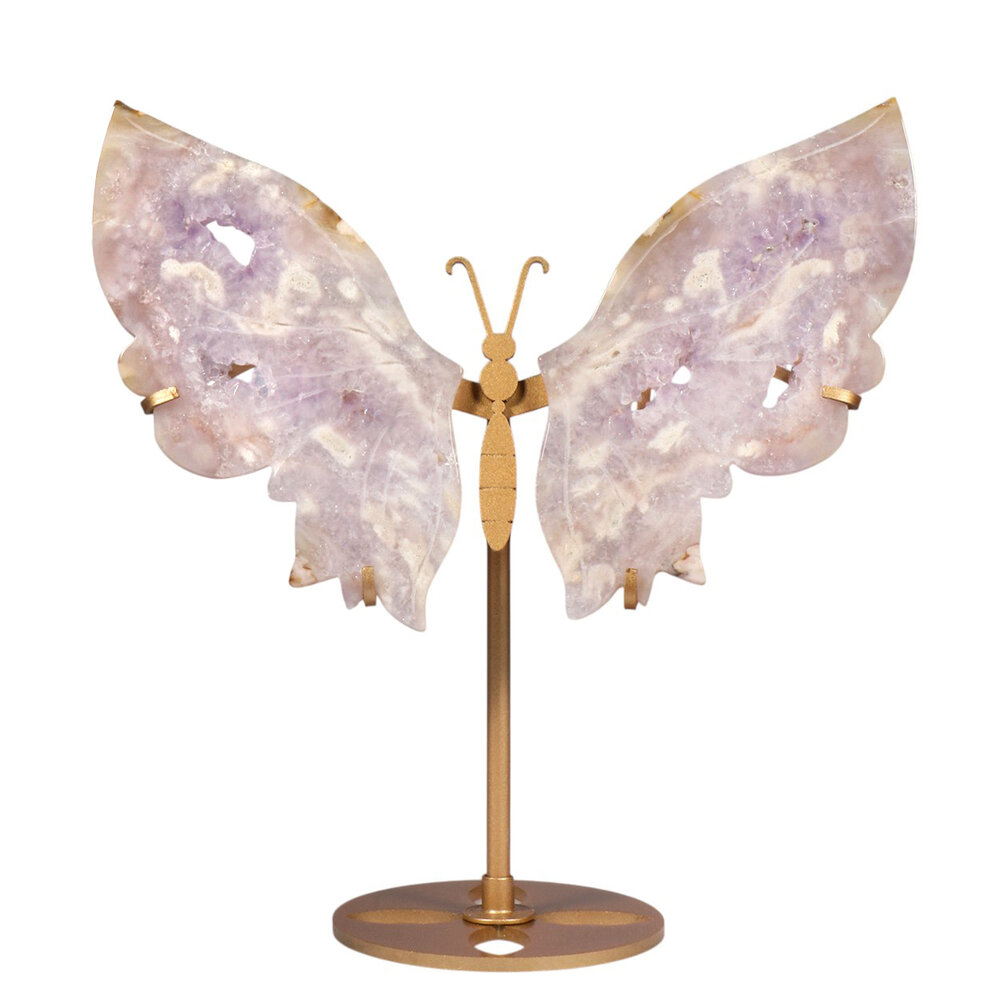 Amethist (roze) vlinder op standaard 19 x 12,5 cm | 375 gram