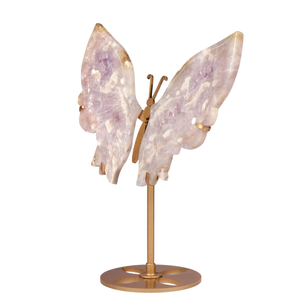 Amethist (roze) vlinder op standaard 19 x 12,5 cm | 375 gram