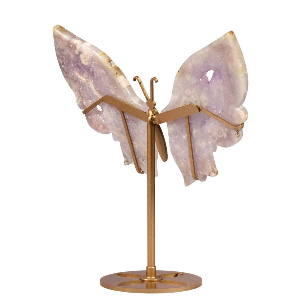 Amethist (roze) vlinder op standaard 19 x 12,5 cm | 375 gram