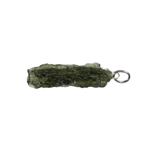 Moldaviet hanger ruw met zilveren oogje 3,2 x 1,2 cm | 2,8 gram Moldaviet hanger ruw met zilveren oogje 3,2 x 1,2 cm | 2,8 gram