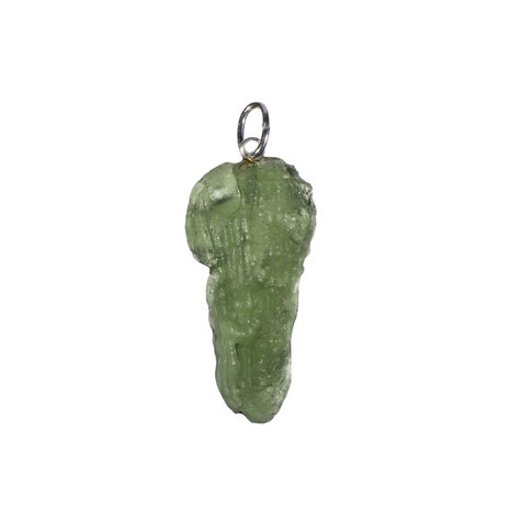 Moldaviet hanger ruw met zilveren oogje 3,1 x 1,5 cm | 2,9 gram Moldaviet hanger ruw met zilveren oogje 3,1 x 1,5 cm | 2,9 gram