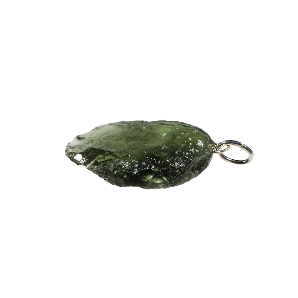 Moldaviet hanger ruw met zilveren oogje 2,7 x 1,7 cm | 3,6 gram Moldaviet hanger ruw met zilveren oogje 2,7 x 1,7 cm | 3,6 gram
