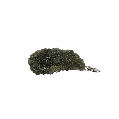 Moldaviet hanger ruw met zilveren oogje 2,7 x 1,8 cm | 3,7 gram Moldaviet hanger ruw met zilveren oogje 2,7 x 1,8 cm | 3,7 gram