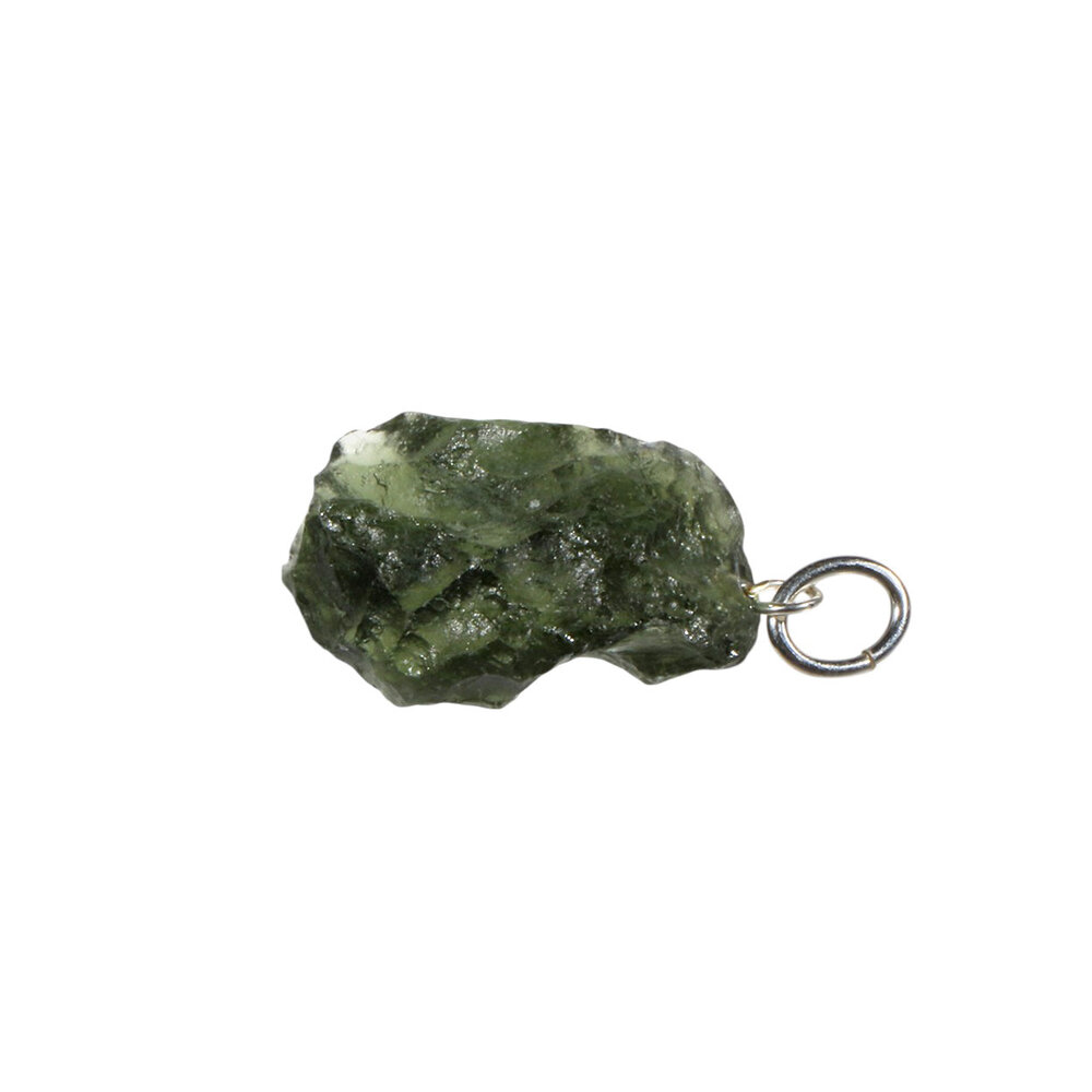 Moldaviet hanger ruw met zilveren oogje 2,3 x 2,1 cm | 3,7 gram