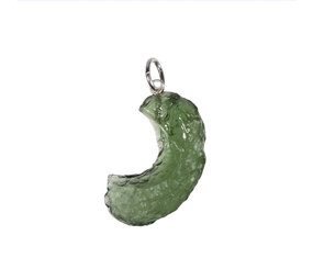 Moldaviet hanger ruw met zilveren oogje 2,7 x 1,6 cm | 2,8 gram