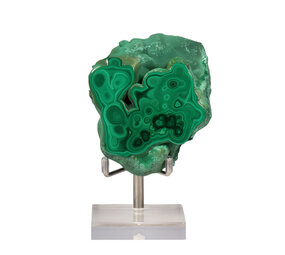 Malachiet deels gepolijst op standaard 6,5 x 6,2 cm | 305 gram Malachiet deels gepolijst op standaard 6,5 x 6,2 cm | 305 gram