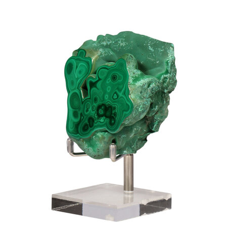 Malachiet deels gepolijst op standaard 6,5 x 6,2 cm | 305 gram Malachiet deels gepolijst op standaard 6,5 x 6,2 cm | 305 gram
