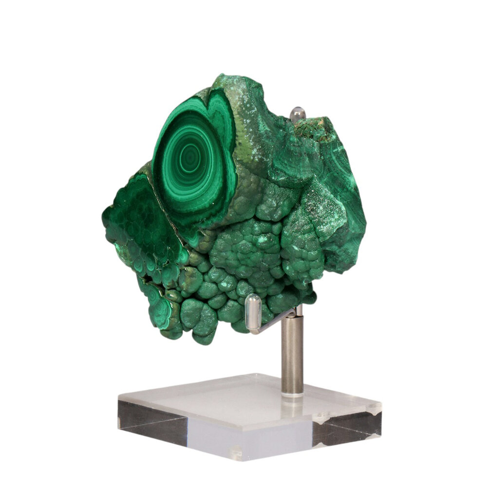 Malachiet deels gepolijst op standaard 7,2 x 5 cm | 311 gram Malachiet deels gepolijst op standaard 7,2 x 5 cm | 311 gram