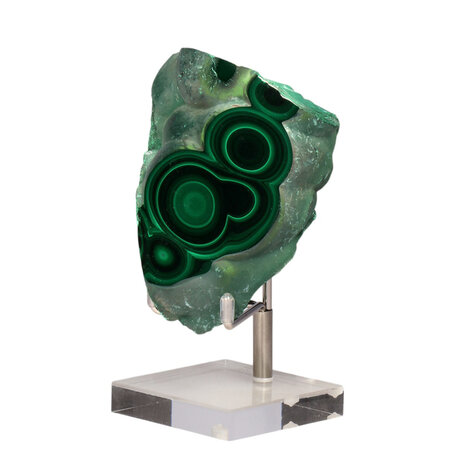 Malachiet deels gepolijst op standaard 8 x 6,3 cm | 358 gram Malachiet deels gepolijst op standaard 8 x 6,3 cm | 358 gram