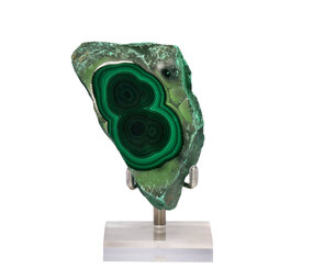 Malachiet deels gepolijst op standaard 8,5 x 5,4 cm | 286 gram Malachiet deels gepolijst op standaard 8,5 x 5,4 cm | 286 gram