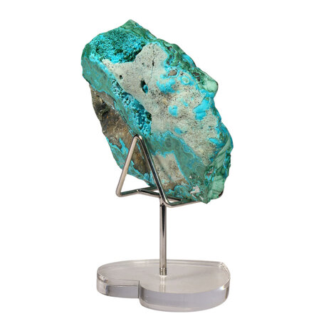 Chrysocolla met malachiet deels gepolijst op standaard 12,5 x 11 x 1,2 cm | 824 gram Chrysocolla met malachiet deels gepolijst op standaard 12,5 x 11 x 1,2 cm | 824 gram