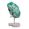 Chrysocolla met malachiet deels gepolijst op standaard 12,5 x 11 x 1,2 cm | 824 gram Chrysocolla met malachiet deels gepolijst op standaard 12,5 x 11 x 1,2 cm | 824 gram