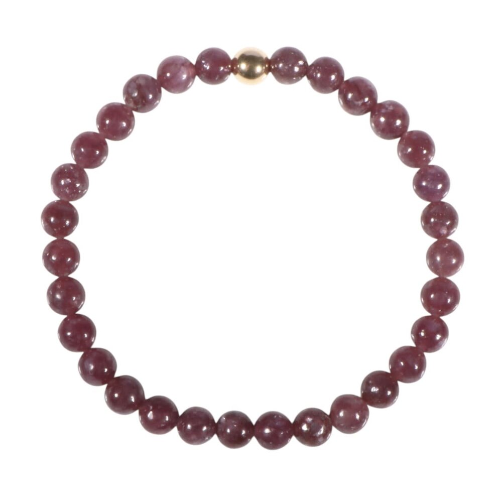 Lepidoliet armband met 14k gouden kraal | 6 mm Lepidoliet armband met 14k gouden kraal | 6 mm