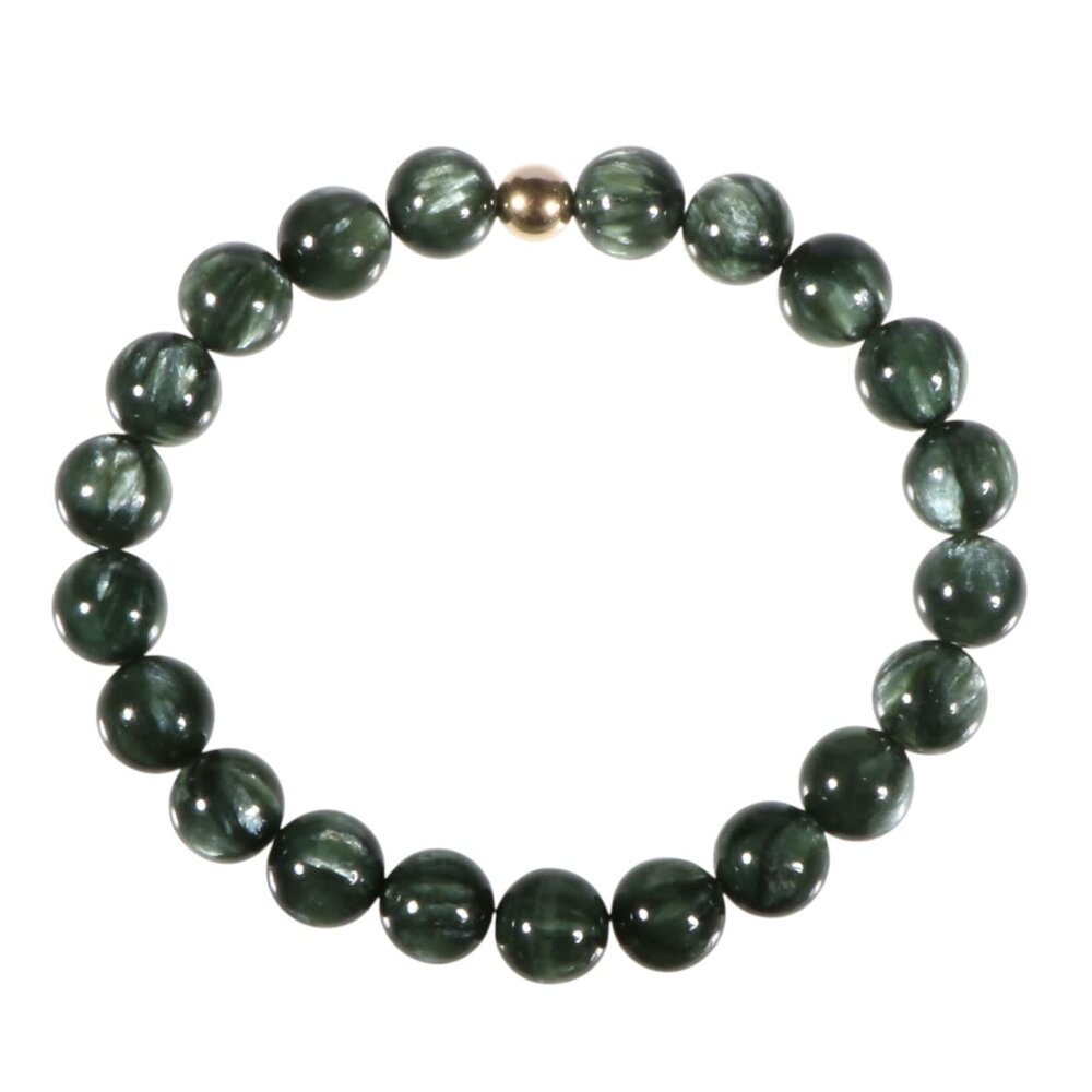 Serafiniet armband met 14k gouden kraal | 8 mm Serafiniet armband met 14k gouden kraal | 8 mm