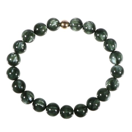 Serafiniet armband met 14k gouden kraal | 8 mm Serafiniet armband met 14k gouden kraal | 8 mm