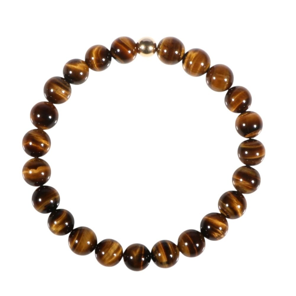 Tijgeroog armband met 14k gouden kraal | 8 mm Tijgeroog armband met 14k gouden kraal | 8 mm