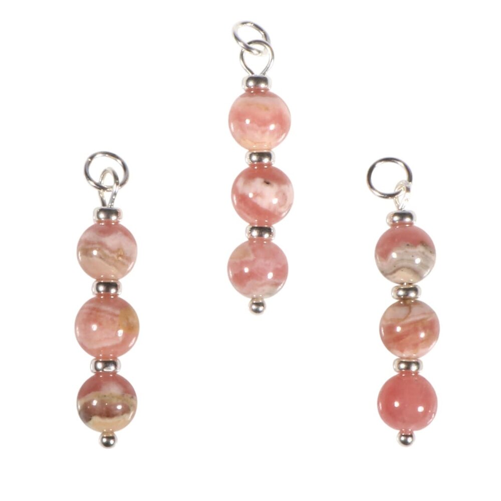 Zilveren hanger rhodochrosiet | 3 bolletjes Zilveren hanger rhodochrosiet | 3 bolletjes