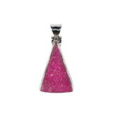 Zilveren hanger calciet (cobalto) | driehoek ruw 2,4 x 1,5 cm