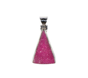 Zilveren hanger calciet (cobalto) | driehoek ruw 2,4 x 1,5 cm