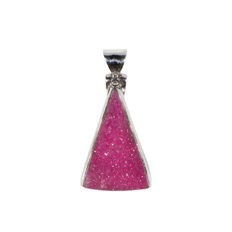 Zilveren hanger calciet (cobalto) | driehoek ruw 2,4 x 1,5 cm