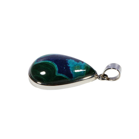 Zilveren hanger lapis lazuli met malachiet | druppel 2,8 x 2 cm Zilveren hanger lapis lazuli met malachiet | druppel 2,8 x 2 cm