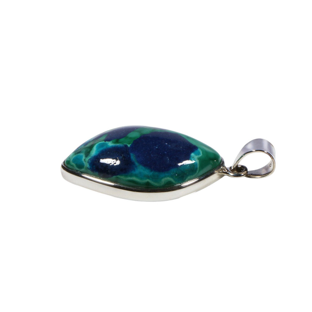 Zilveren hanger lapis lazuli met malachiet | wave 3,1 x 2,2 cm Zilveren hanger lapis lazuli met malachiet | wave 3,1 x 2,2 cm