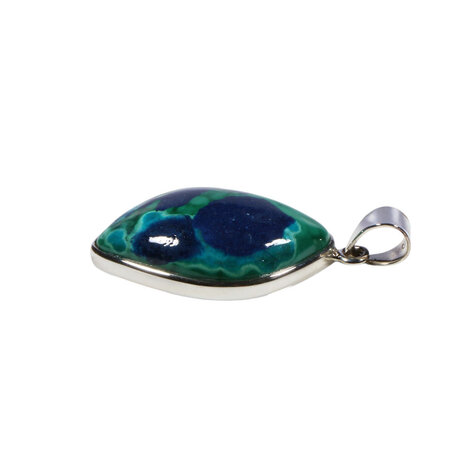 Zilveren hanger lapis lazuli met malachiet | wave 3,1 x 2,2 cm Zilveren hanger lapis lazuli met malachiet | wave 3,1 x 2,2 cm