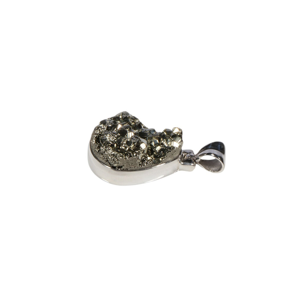 Zilveren hanger pyriet | druppel ruw 1,7 x 1,4 cm Zilveren hanger pyriet | druppel ruw 1,7 x 1,4 cm