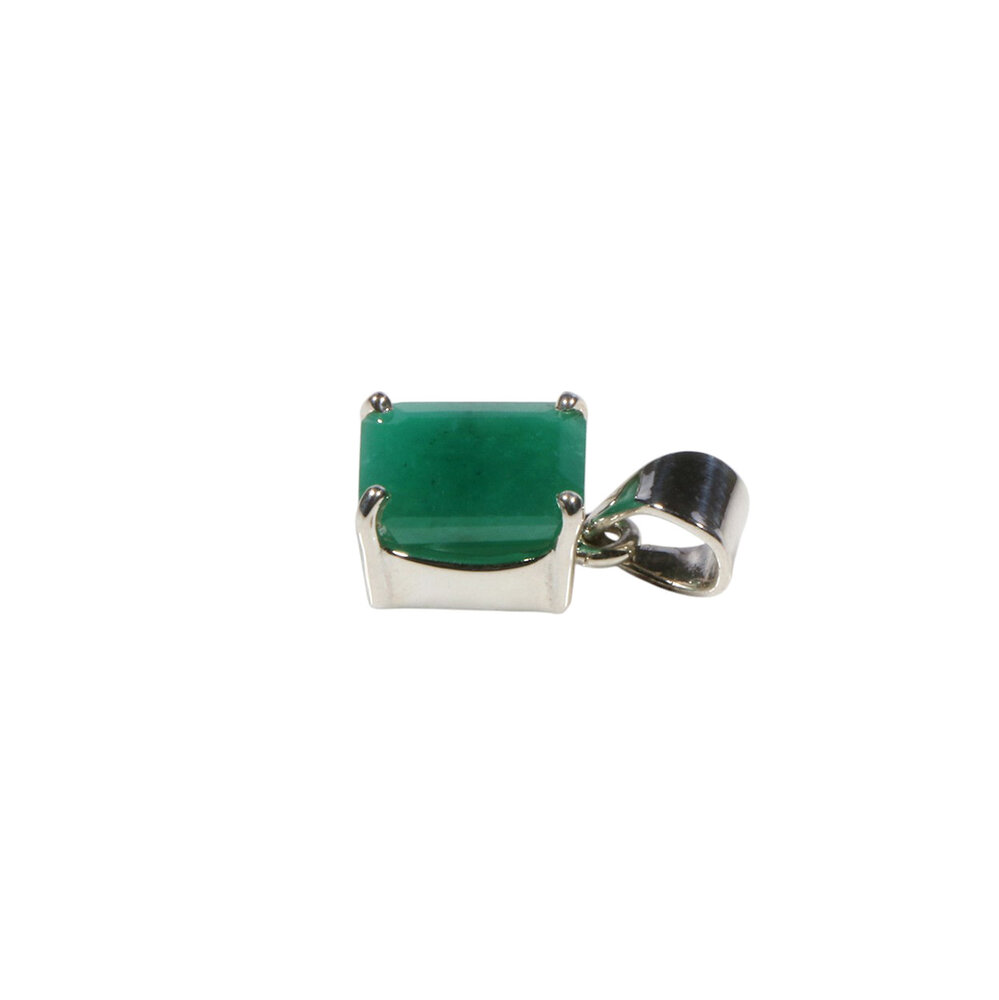Zilveren hanger smaragd | rechthoek gezet 1,1 x 0,8 cm Zilveren hanger smaragd | rechthoek gezet 1,1 x 0,8 cm