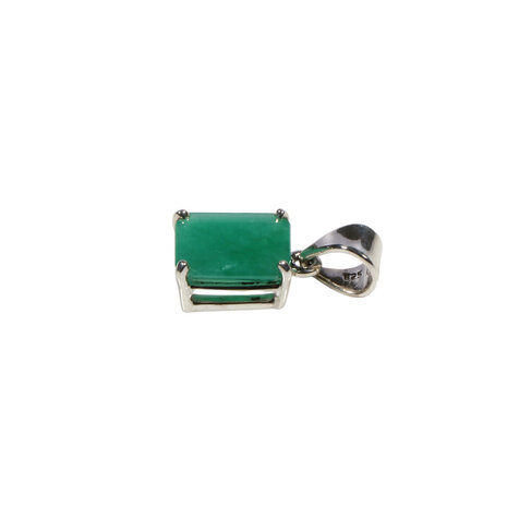 Zilveren hanger smaragd | rechthoek gezet 1,1 x 0,9 cm Zilveren hanger smaragd | rechthoek gezet 1,1 x 0,9 cm