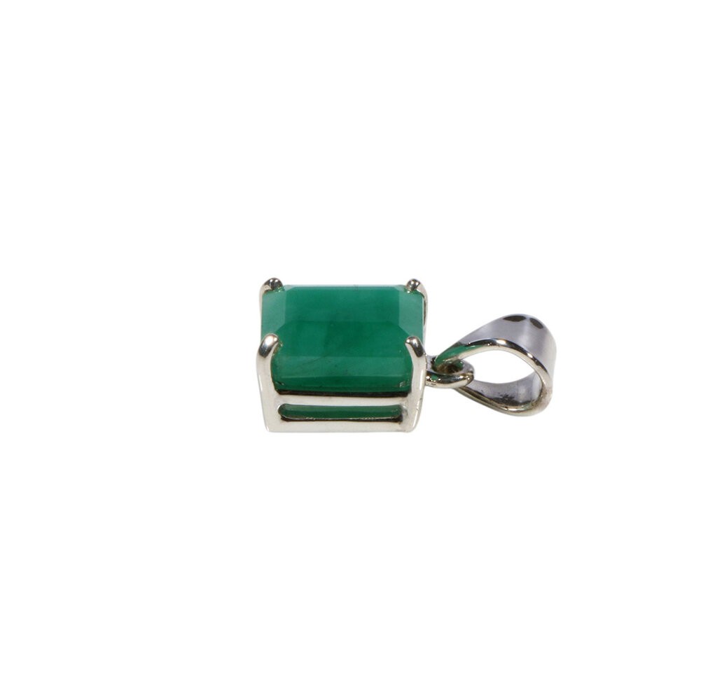 Zilveren hanger smaragd | rechthoek gezet 1,2 x 0,9 cm Zilveren hanger smaragd | rechthoek gezet 1,2 x 0,9 cm