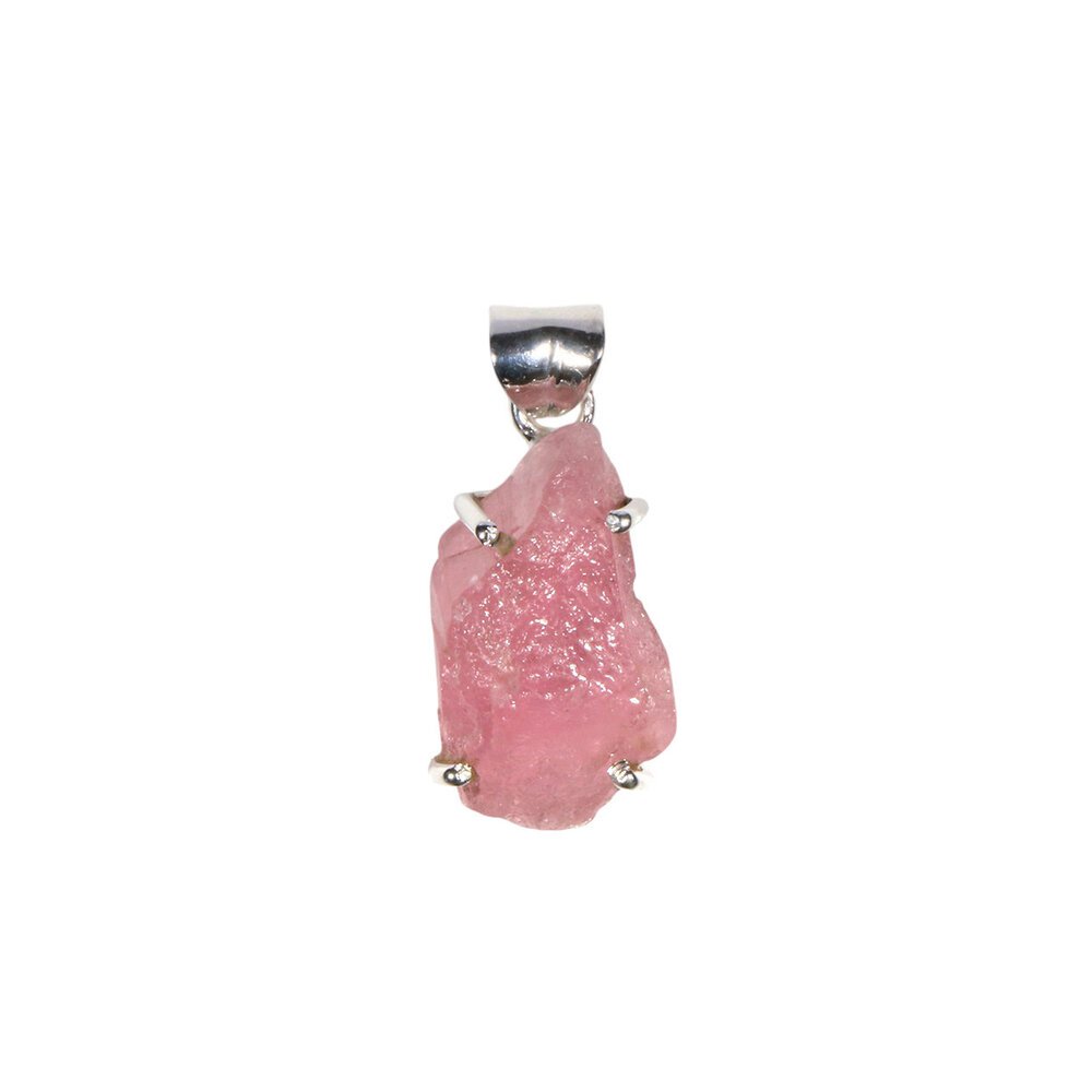 Zilveren hanger toermalijn (roze) | freeform ruw gezet 2,1 x 1,3 cm Zilveren hanger toermalijn (roze) | freeform ruw gezet 2,1 x 1,3 cm