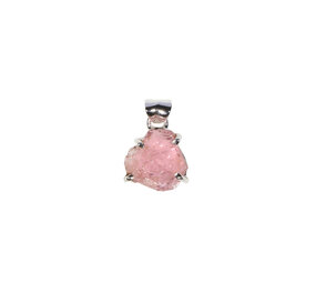 Zilveren hanger toermalijn (roze) | freeform ruw gezet 1,1 x 1,2 cm