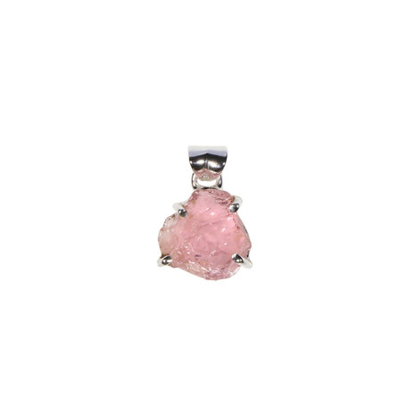 Zilveren hanger toermalijn (roze) | freeform ruw gezet 1,1 x 1,2 cm