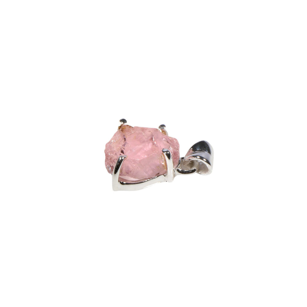 Zilveren hanger toermalijn (roze) | freeform ruw gezet 1,1 x 1,2 cm