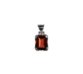 Zilveren hanger toermalijn (roze) | rechthoek facet gezet 1 x 0,8 cm