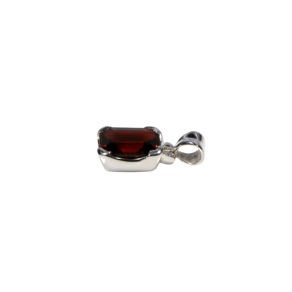 Zilveren hanger toermalijn (roze) | rechthoek facet gezet 1 x 0,8 cm