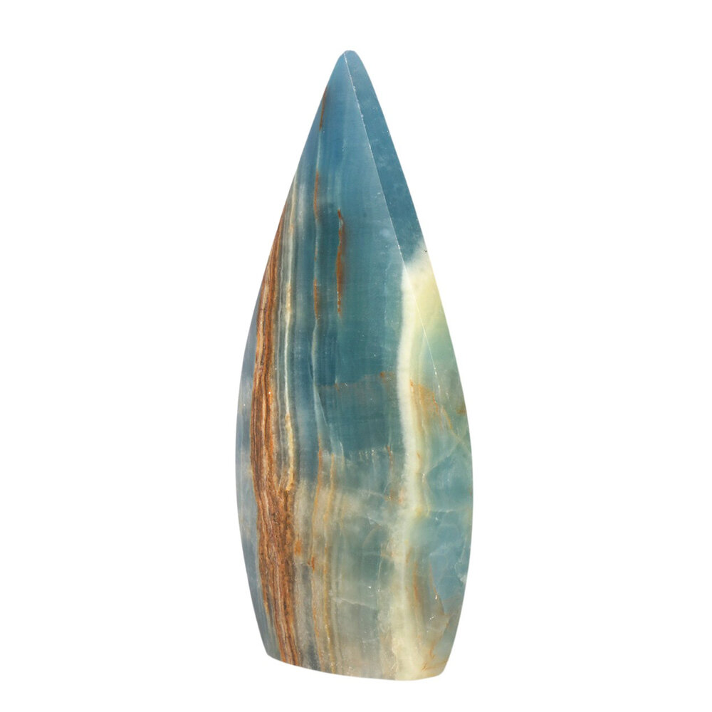 Aragoniet (blauw) sculptuur vlam 9 - 11 cm