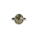 Zilveren ring pyriet maat 16 1/2 (verstelbaar) | ruw ovaal 1,3 x 1,1 cm Zilveren ring pyriet maat 16 1/2 (verstelbaar) | ruw ovaal 1,3 x 1,1 cm