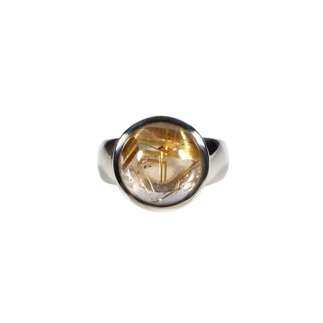 Zilveren ring rutielkwarts A-kwaliteit maat 18 | rond 1,3 cm Zilveren ring rutielkwarts A-kwaliteit maat 18 | rond 1,3 cm
