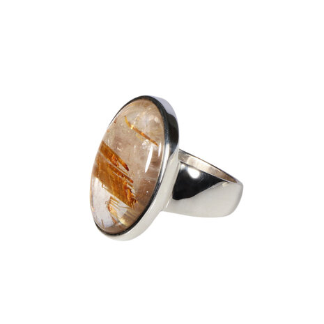 Zilveren ring rutielkwarts A-kwaliteit maat 17 | ovaal 1,9 x 1,3 cm Zilveren ring rutielkwarts A-kwaliteit maat 17 | ovaal 1,9 x 1,3 cm